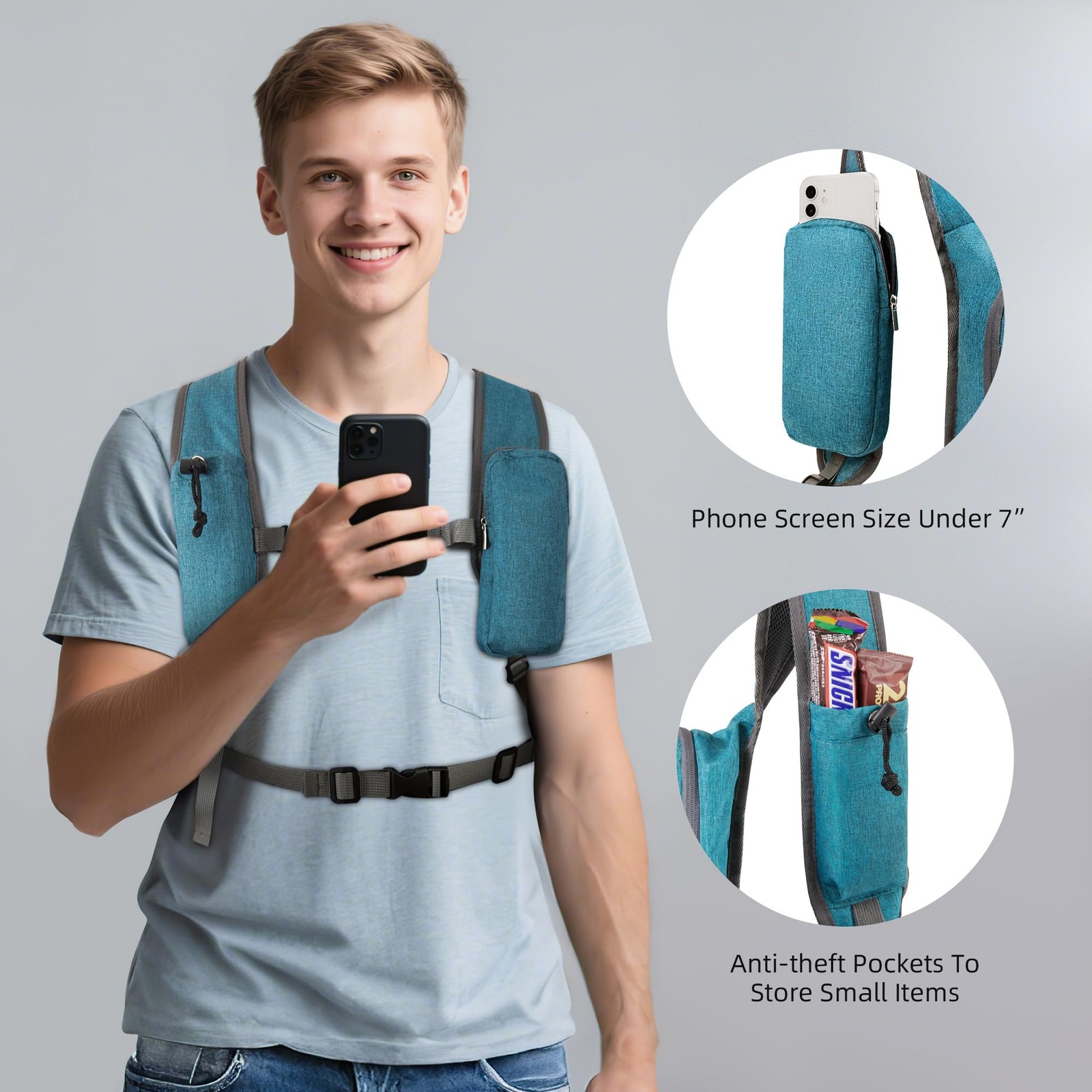 Small Hiking Backpack with Detachable Front Holder, Foldable Packable Back pa... 3