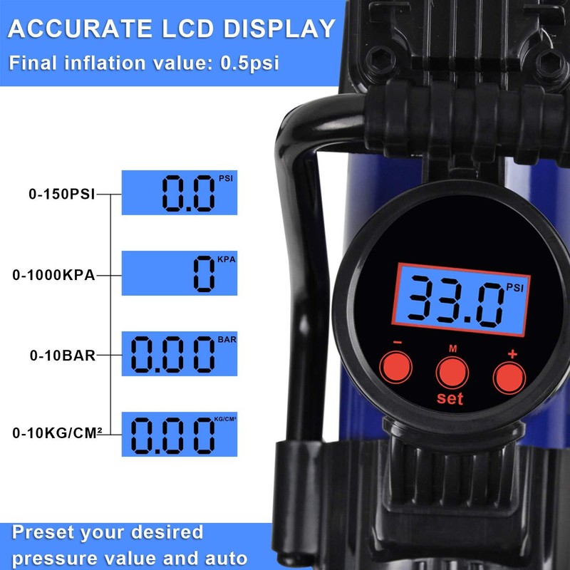Portable Air Compressor Pump For Car Mini Tire Inflator Motorcycle 120W 150 PSI gallery