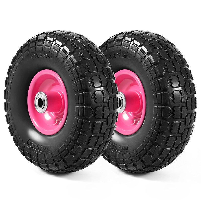 10" Solid Rubber Tire Wheels Flat Free Tires 4.10/3 Truck Trolley gallery