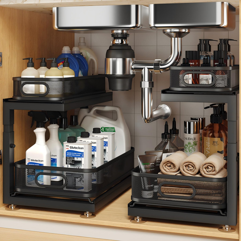 Biboraya 2-Pack Under Sink Storage Organizer 2-Tier Slide Out Drawer gallery
