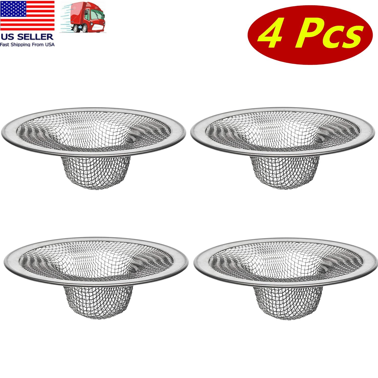 4 Pcs 4.5in Mesh Kitchen Sink Strainer Stainless Steel Filter Drain Strainer gallery