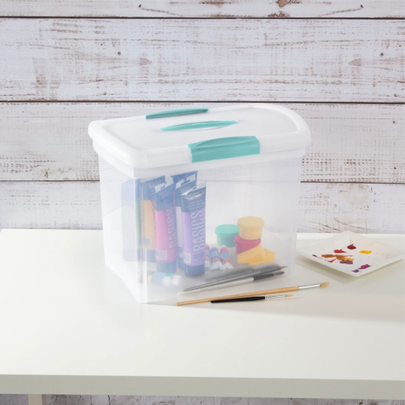 Sterilite Large Nesting ShowOffs, Stackable Small Storage Bin with Lid, 6 Pack gallery