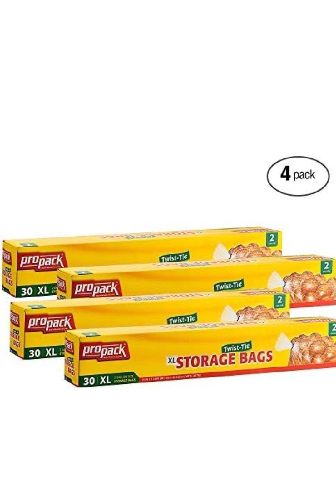 PROPACK (4 PACK ) Plastic Storage Bags Twist Tie, XL 2 Gallon Size, 12... gallery