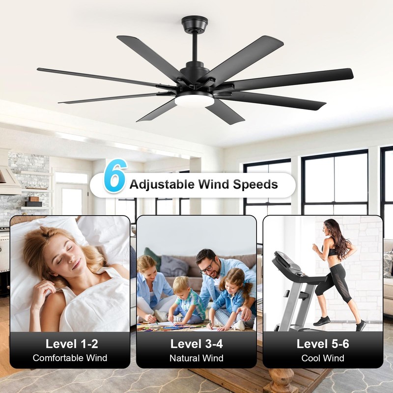 Sofucor 66" Smart Ceiling Fans with Lights,Indoor/Outdoor Ceiling Fan with Light gallery