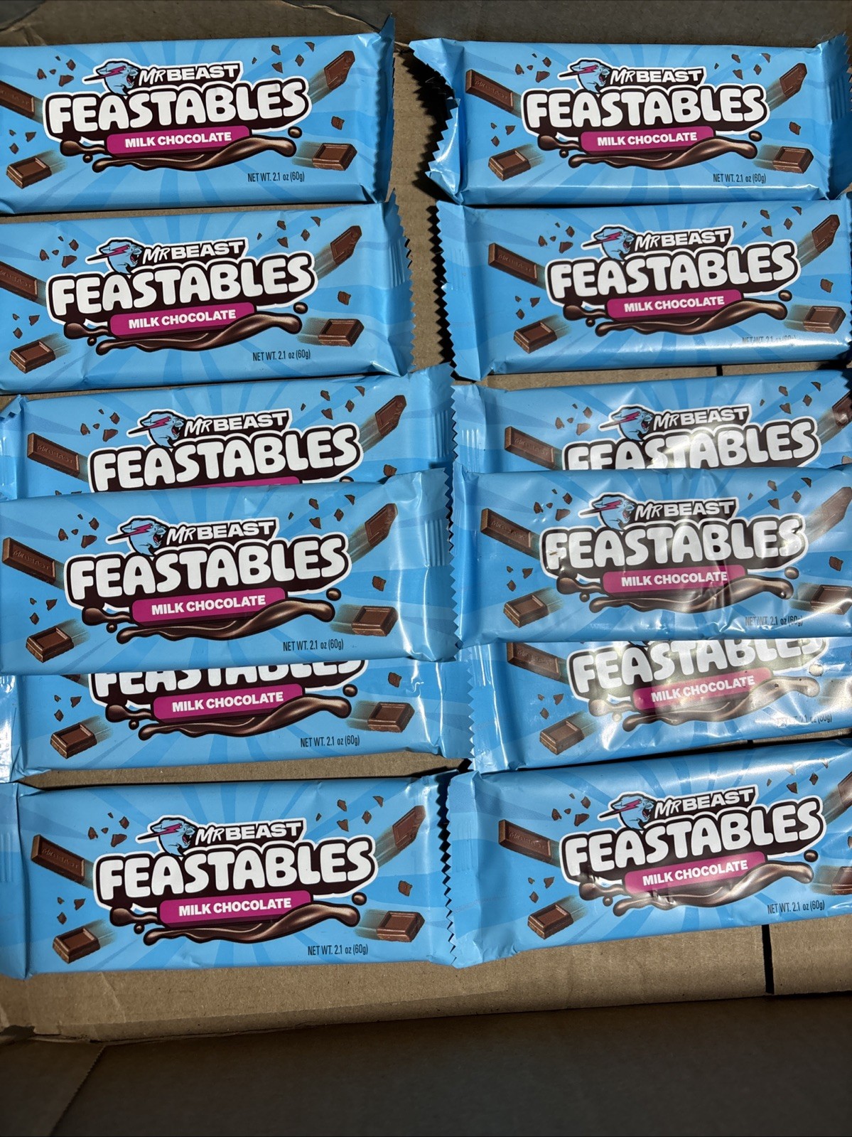 Mr Beast Feastables 12pk MILK CHOCOLATE NEW 2.1 oz Candy Bar , EXP 03/26 gallery
