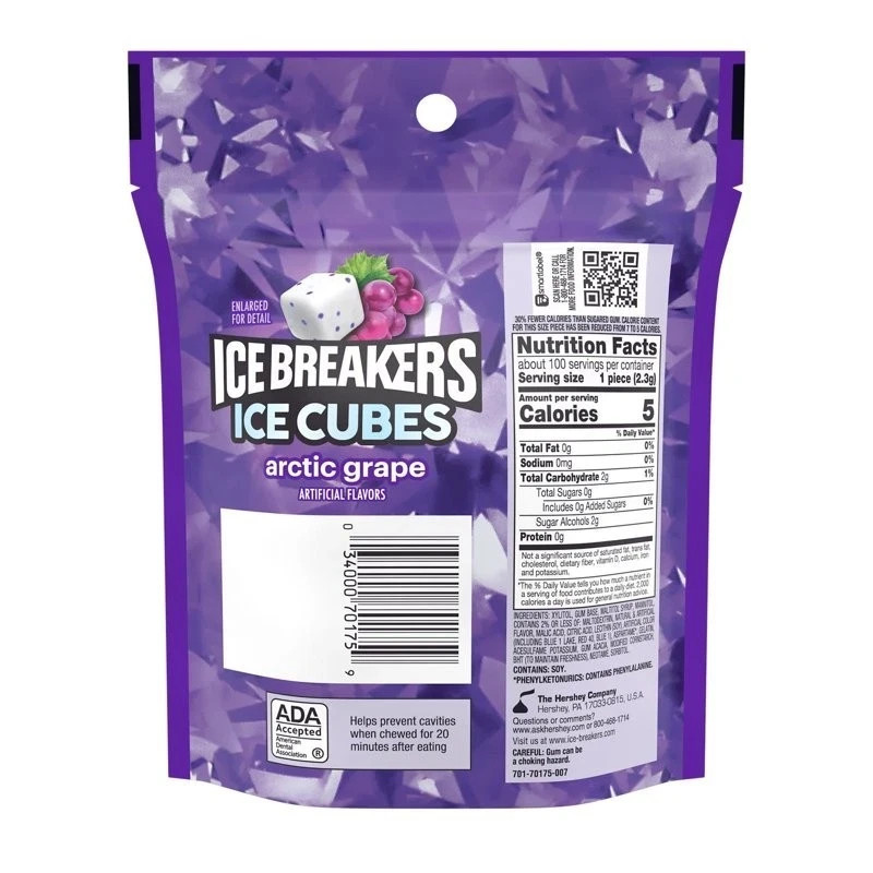 Ice Breakers Ice Cubes Arctic Grape Sugar Free Gum 8.11 oz 100 pcs gallery