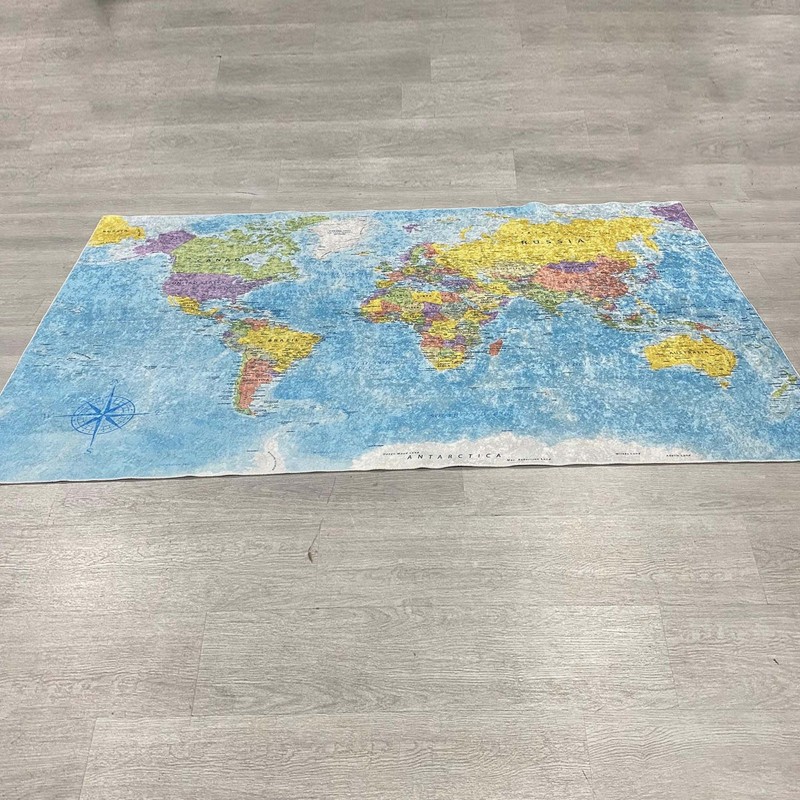 World Map Carpet, Educational Living Room Accent, Unique Global Perspective, Vib gallery