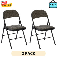 2 Pack Gianna Folding Chairs Padded Fabric Cushioned Seat Back Indoor Outdoor
