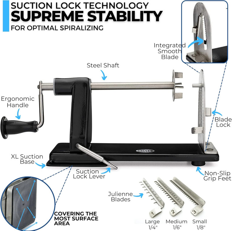 4-Blade Spiralizer Vegetable Slicer and Curly Fries Maker, Stronger than All Pla gallery