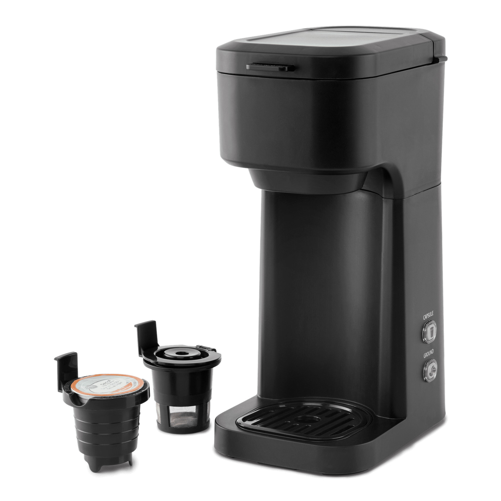 Black Matte Dual Brew Coffee Maker, Single Serve, Auto Shutoff, 14 Oz Reservoir gallery