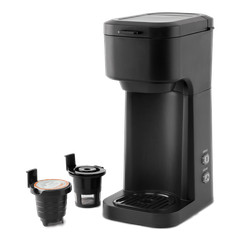Black Matte Dual Brew Coffee Maker, Single Serve, Auto Shutoff, 14 Oz Reservoir