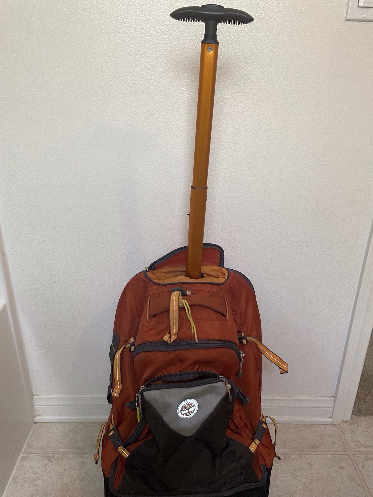 Timberland Rolling Backpack Orange Black Gray Wheeled Retractable Handle Zip 2