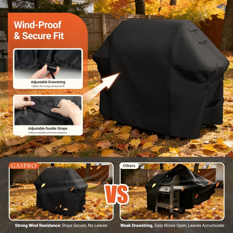 7106 Windproof BBQ Grill Cover 52" for Weber Spirit 200 300 Series 600D Black gallery