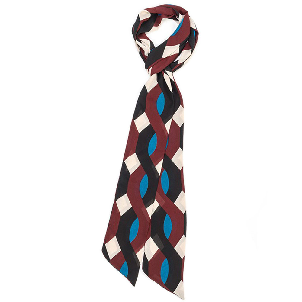 Thin Arianna Geometric Scarf - Blue Maroon and Black - 4" x 82" 8736-5-C gallery