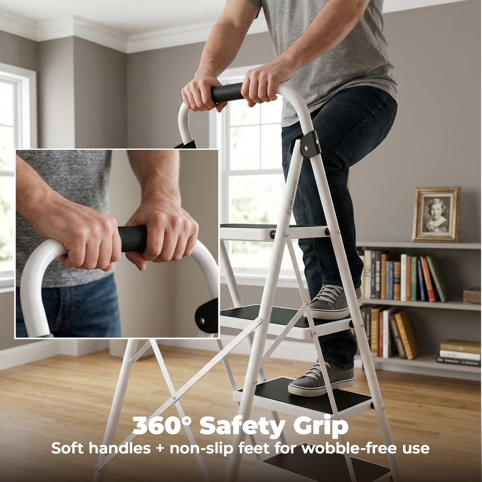 Alvantor Step Ladder,Ultra-Thin Folding Step Stools 330 lbs Capacity, 2-Inch Thi gallery