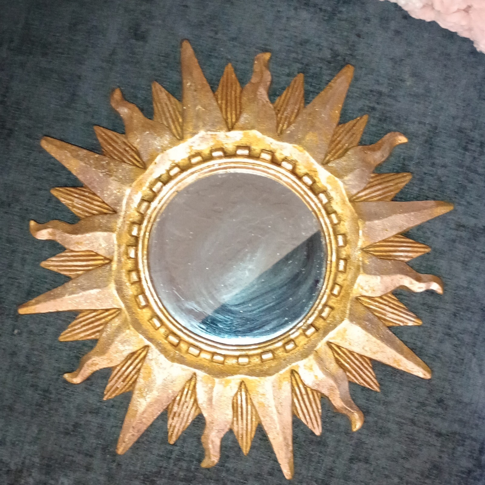 Gold Sunburst Wall Accent Mirror, Framed Acrylic Gilt Mid-Century Modern 12 in gallery
