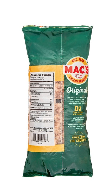 Mac's Chicharrones Original Flavored Cracklin Curls, Fried Pork 10 oz 2ct New gallery