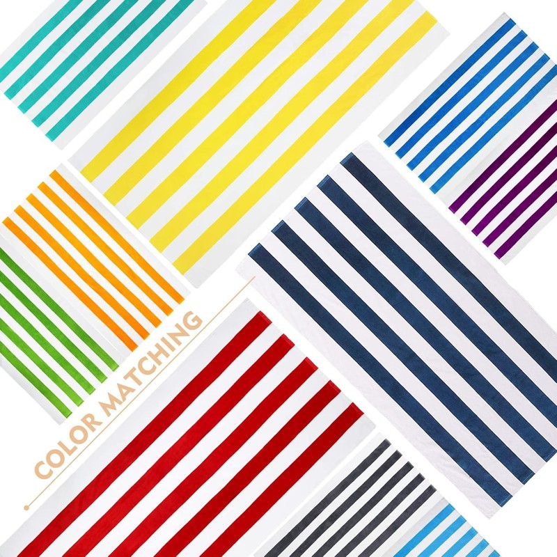 4 Pack Cotton Oversized 35x70 Inches Soft Cabana Stripe Thick Beach Towel, Super gallery