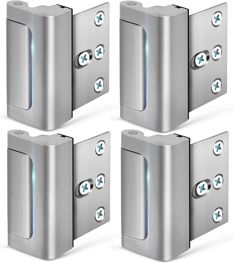 4 Pack Home Security Door Lock, Childproof Withstand 800 Pounds Silver