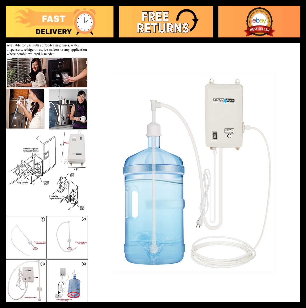 Automatic Water Dispenser Pump 110V 40psi 1 GPM for 3/5 Gallon Bottles - Home/Of gallery