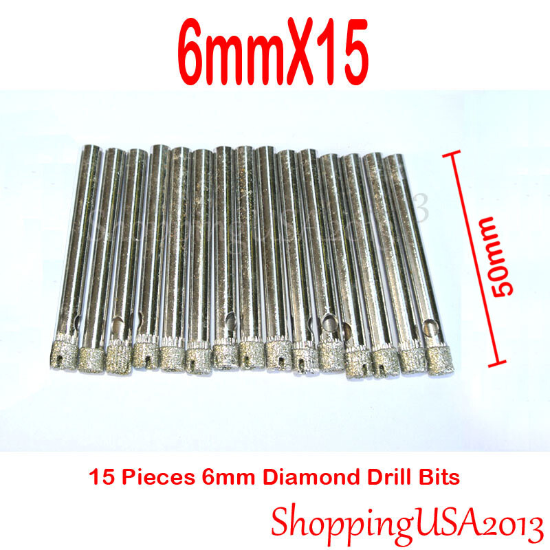 15Pcs 6mm Diamond Drill Bit Hole Saw Cutter Glass Marble Granite Ceramic Slot gallery