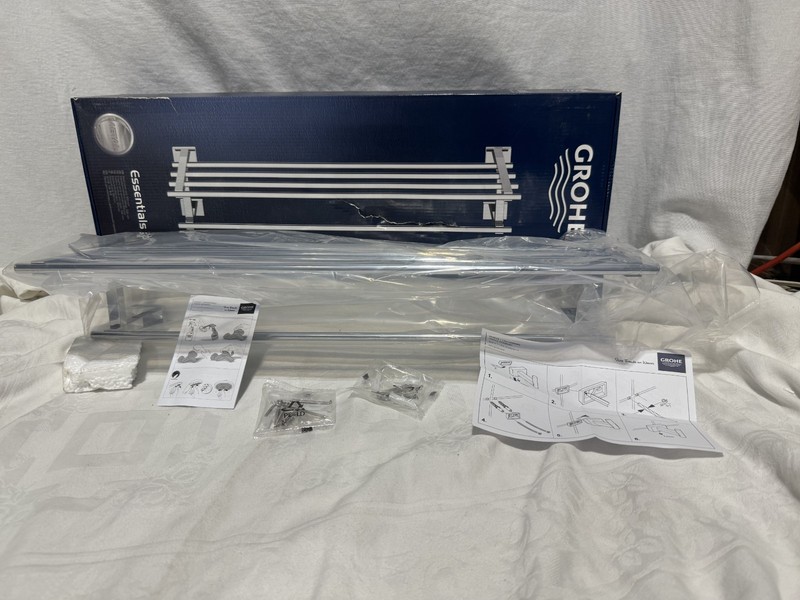 Grohe Essentials Cube 23 5/8" Multi-Towel Rack, Brand New 40512001 Chrome In gallery