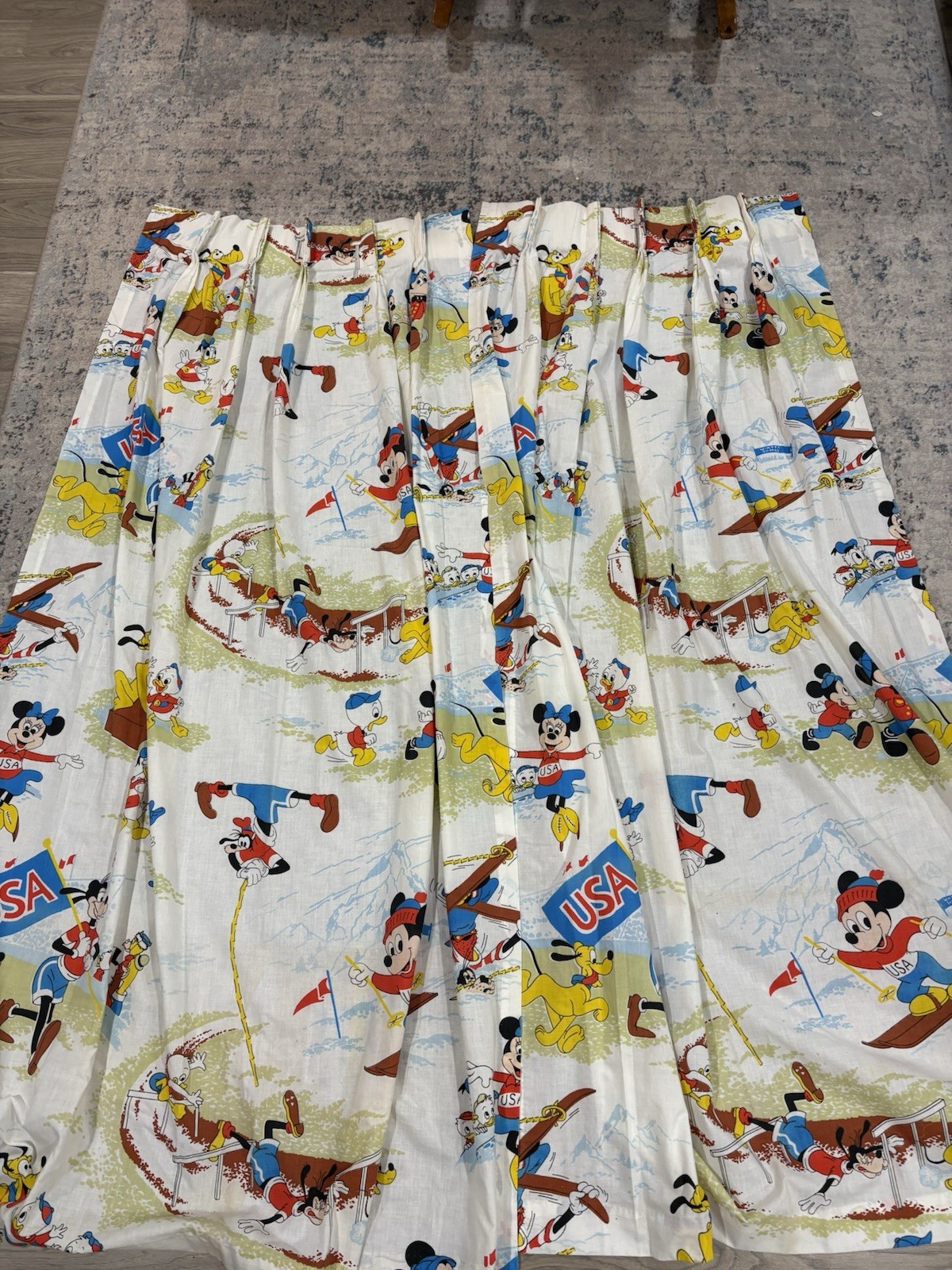 VTG Mickey Mouse Disney Curtains 2 Panels 22”x62”each Valance Olympic Games gallery