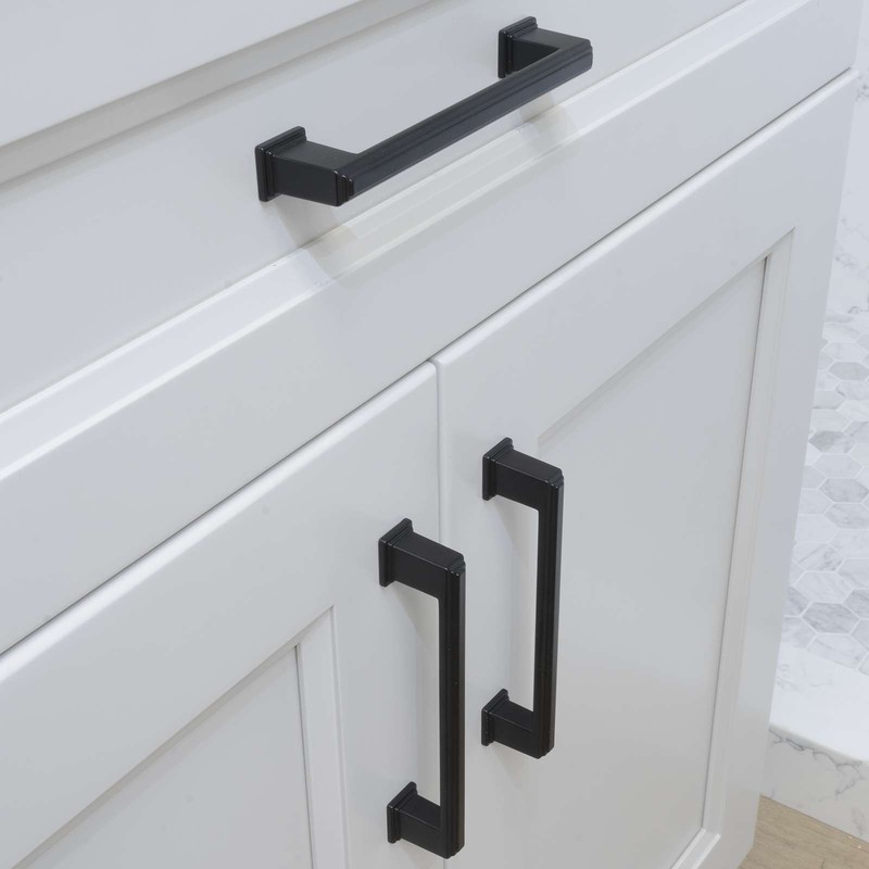 Square Matte Black Solid Cabinet Handles Pulls Kitchen Bathroom Modern Style gallery