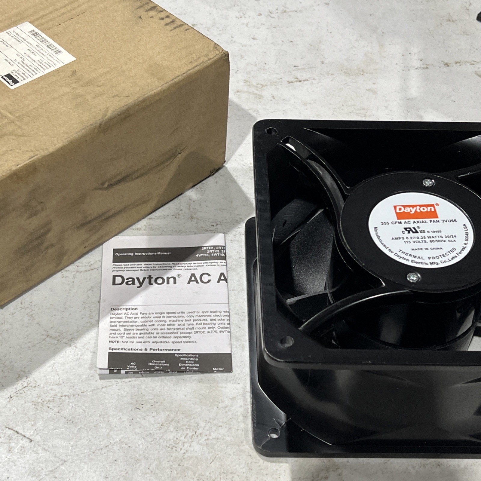 🔥Dayton 3VU66 Standard Square Axial Fan, 115VAC 355CFM, New, Free Ship🇺🇸 gallery