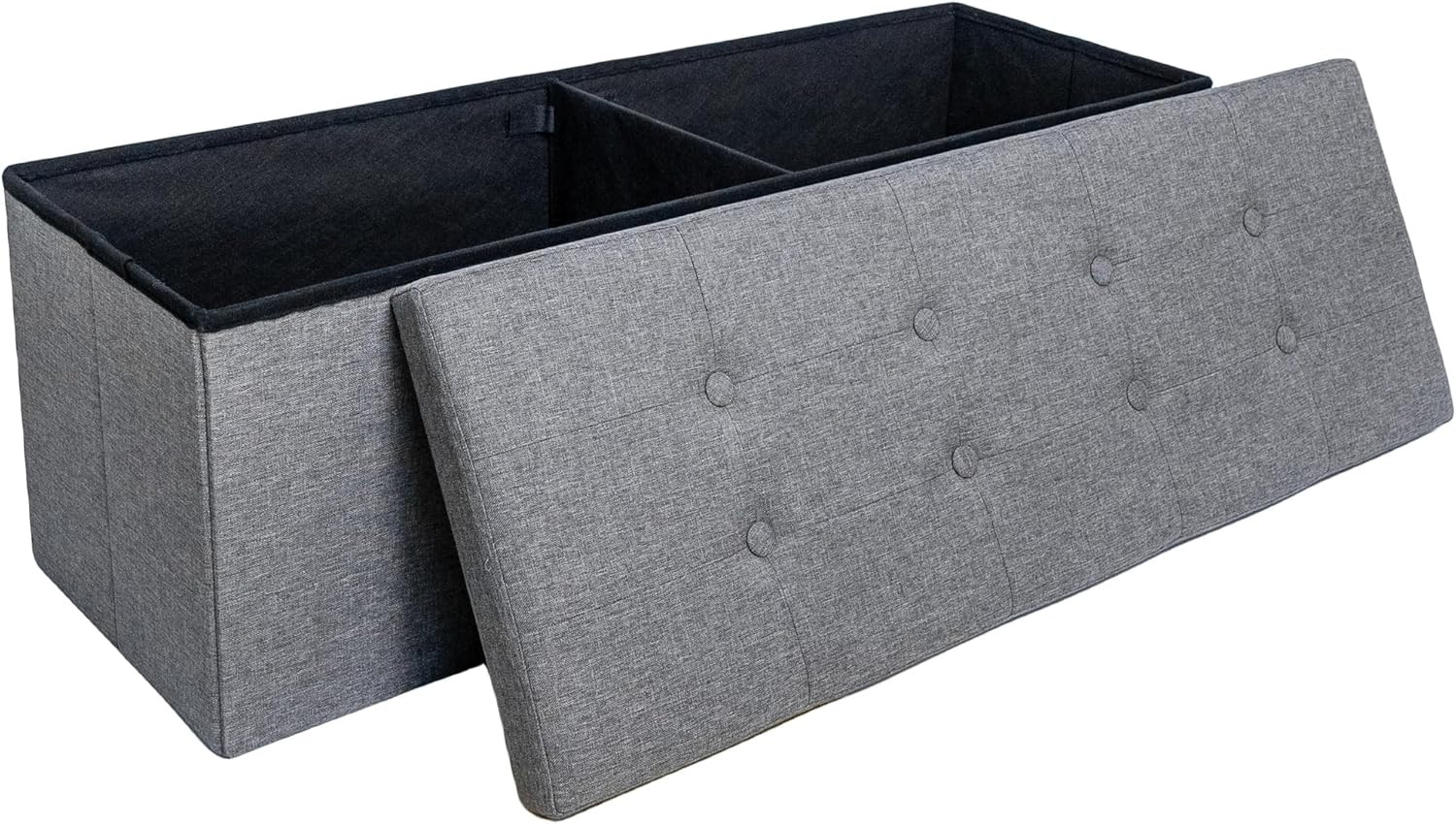Folding Storage Ottoman Bench - 660 lb Capacity, Dark Grey, 43.3 Inches gallery