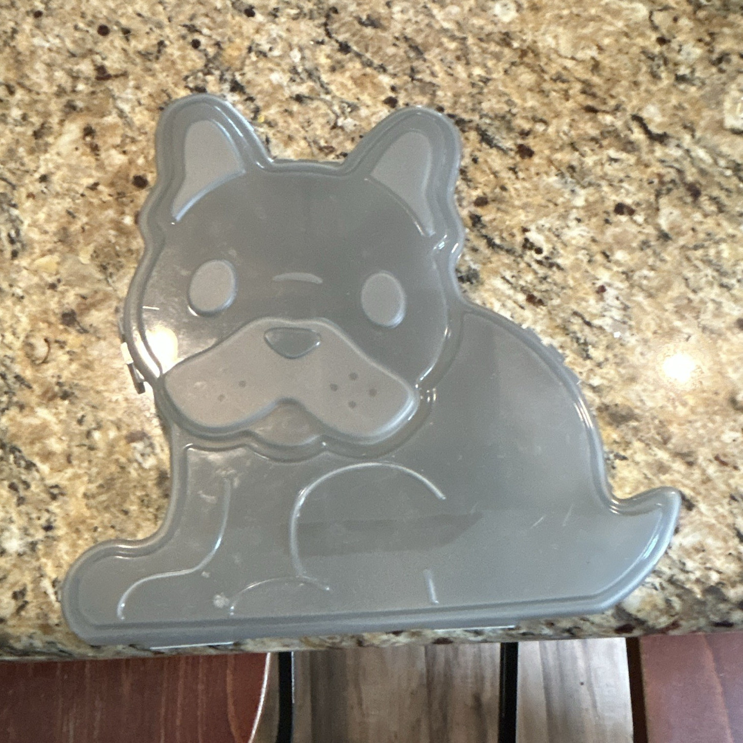 BPA-Free Plastic Dog-Shaped Snack Container, Gray, Snap Lid, 10 oz gallery