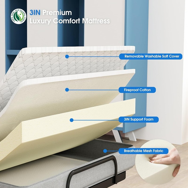 Portable Folding Bed with Memory Foam Mattress Rollaway Cot Twin Made in China gallery