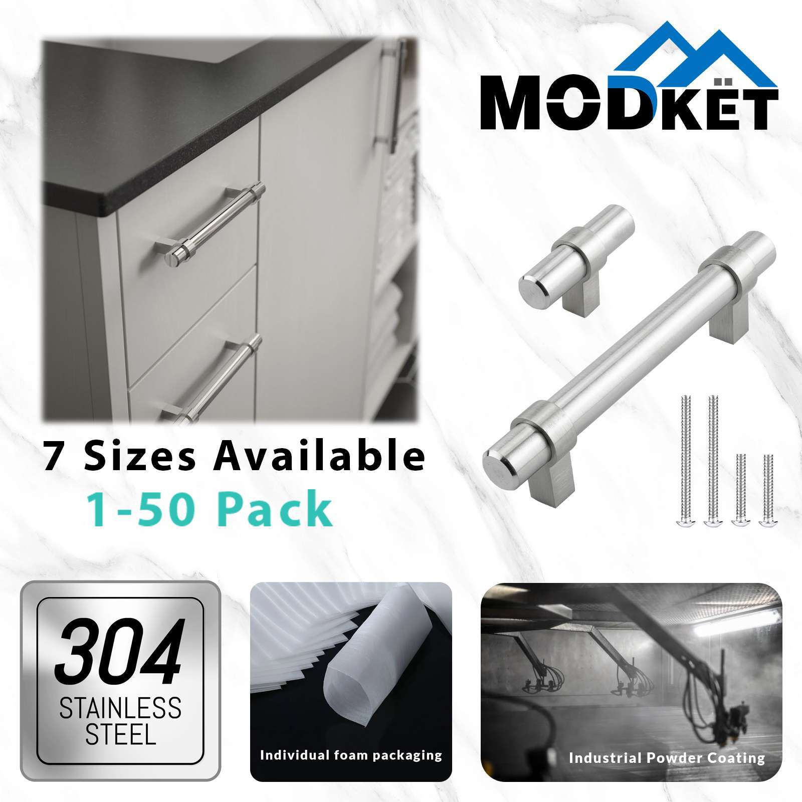Brushed Nickel Modern Cabinet Handles Pulls Knobs Kitchen Hardware Stainless gallery