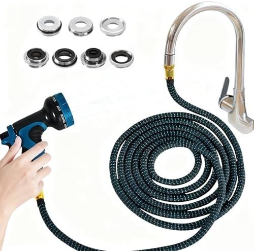 Indoor Sink Hose Attachment for Faucet - (50 FT) Faucet Hose with 7 Adapters for gallery