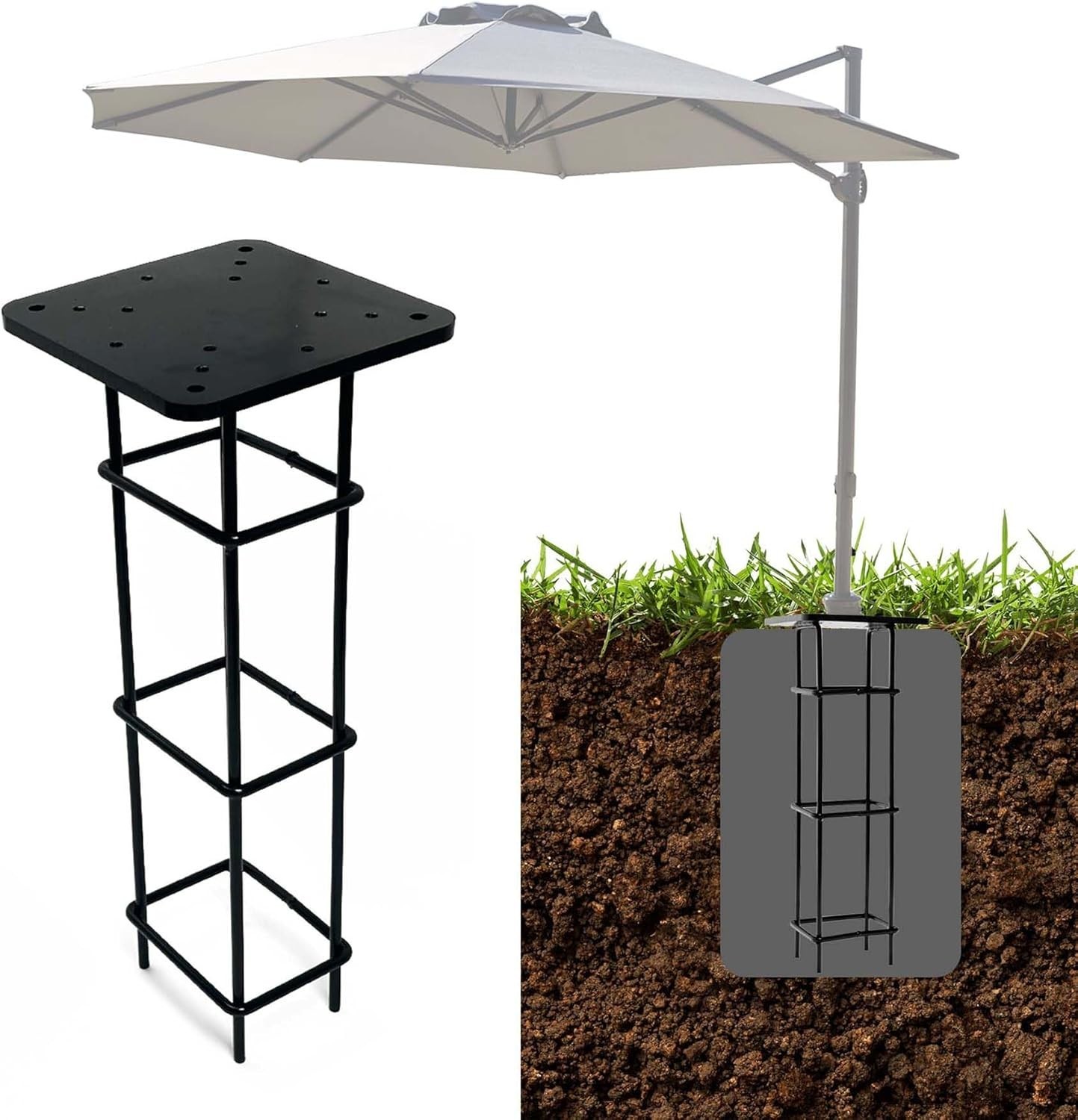In-Ground Umbrella Base for Offset Cantilever Umbrellas, Heavy-Duty Steel Outdoo gallery
