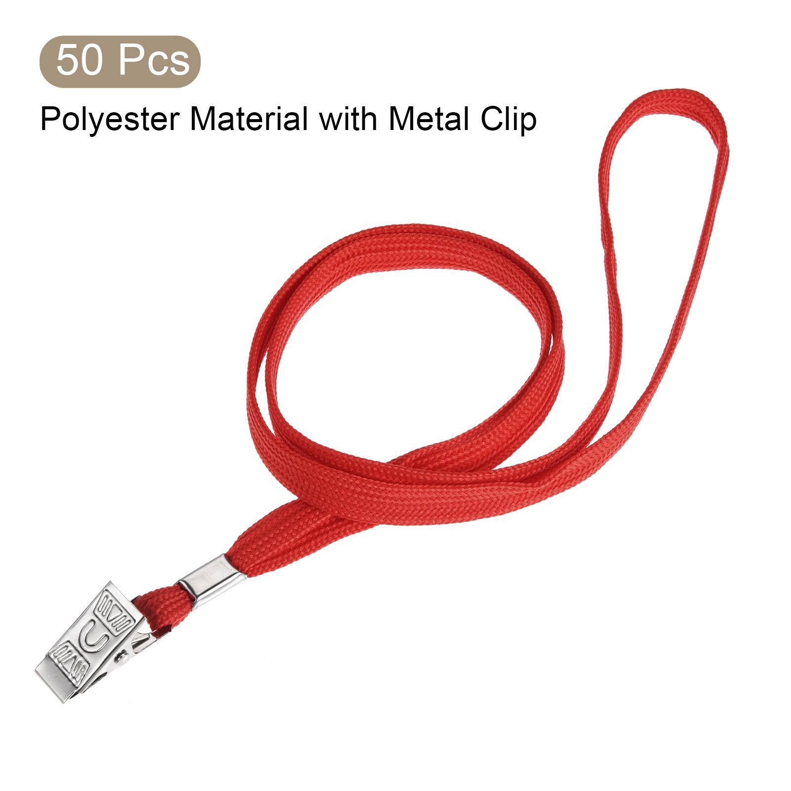 50 Pcs Flat Lanyards with Clip Neck ID Card Badge Holder, Red gallery