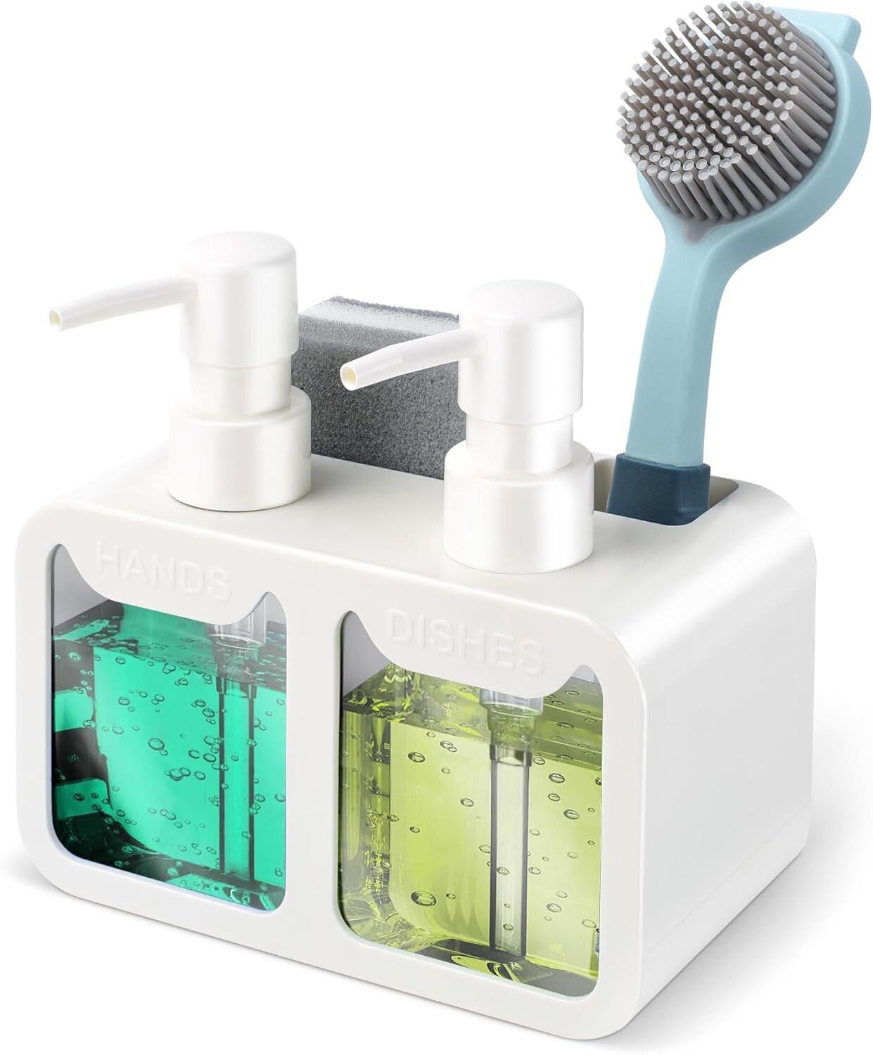 Kitchen Hand Soap and Dish Dispenser Set, Dual with White gallery