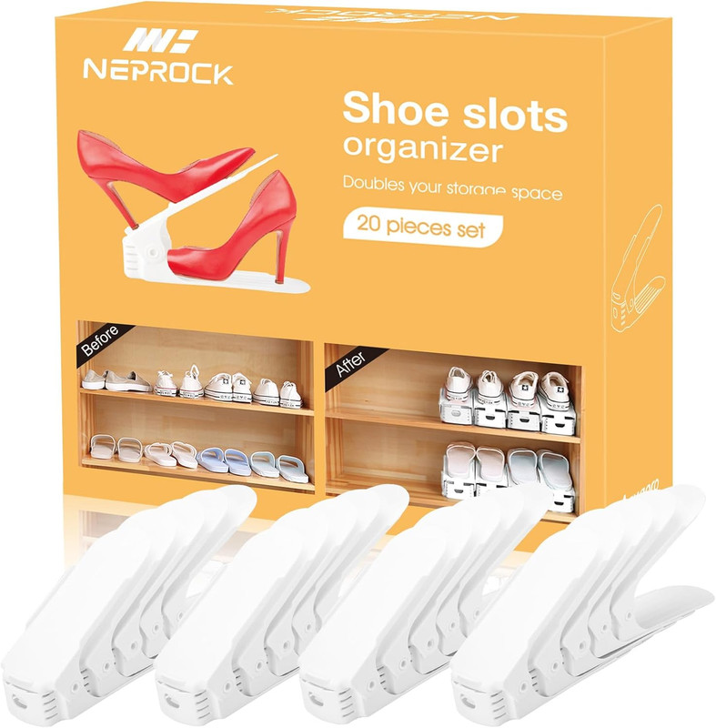 Shoe Slots Organizer, 20 Pack Adjustable Shoe Rack Stacker Storage Space Saver, gallery