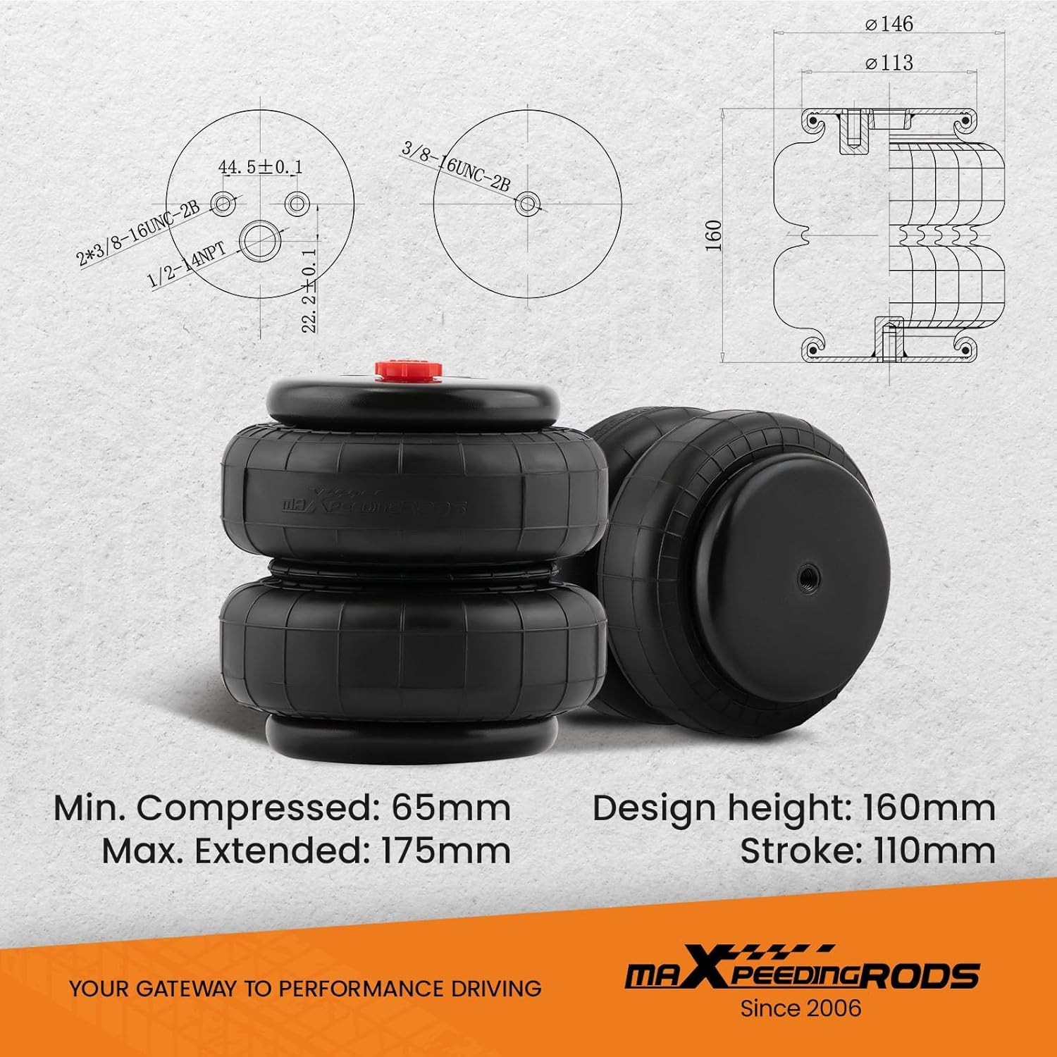 maXpeedingrods Universal Air Suspension Spring 2500 lbs gallery