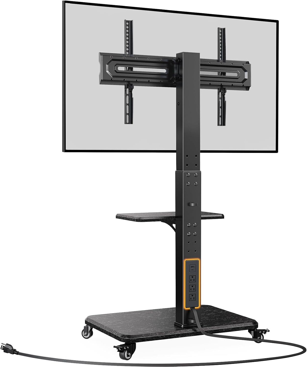 Perlegear Mobile TV Stand with Power Outlet, Tilt & Swivel Rolling TV Stand for gallery