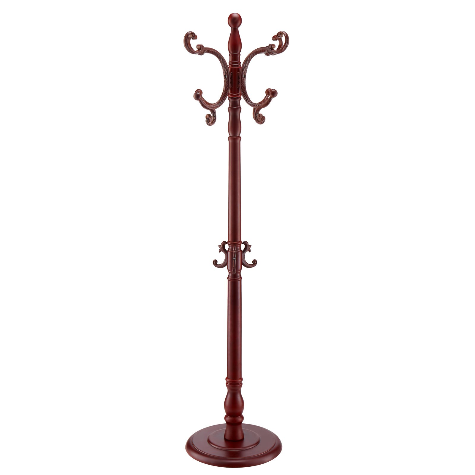 Freestanding Coat Rack Wooden Coat Tree with Stable Large Base & 11 Hooks gallery
