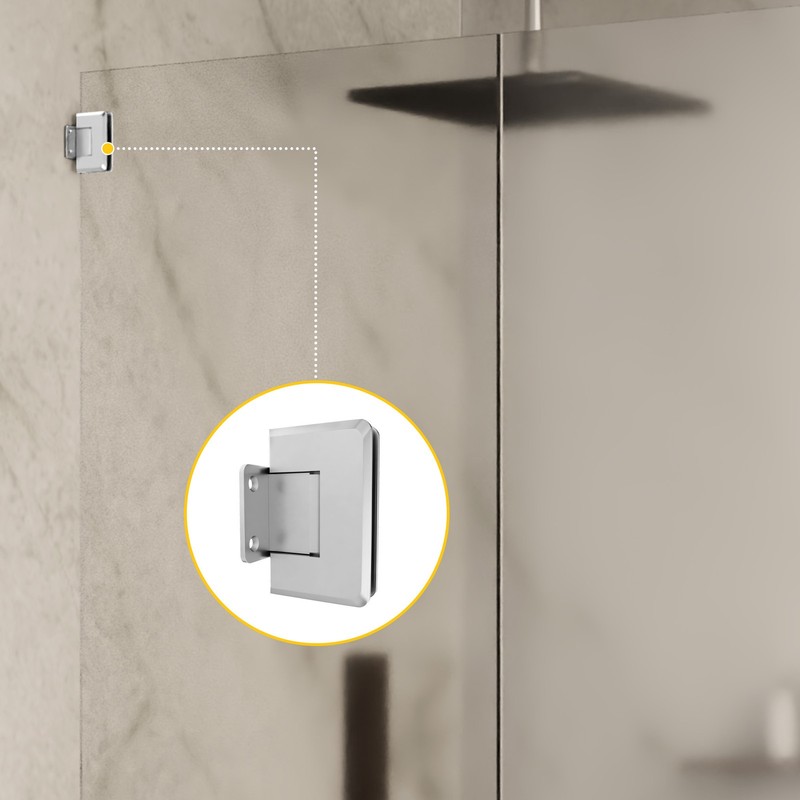 Brixwell Shower Door Hinge Adjustable Satin Chrome 3/8" to 1/2" Glass gallery
