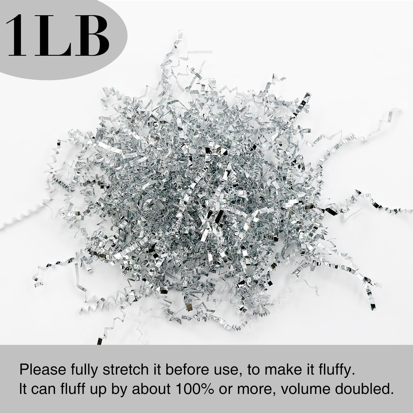 Corlcol 1LB Crinkle Cut Paper Shred Filler Gift Box Bag Basket Holiday Silver gallery