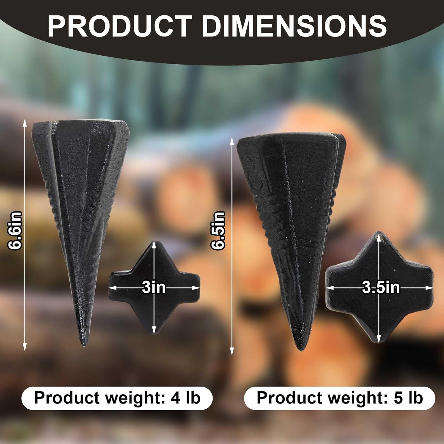 2 Pcs 4 & 5 Lbs Wood Splitting Wedges Manual Log Splitter Wedge 4-direction Diam gallery