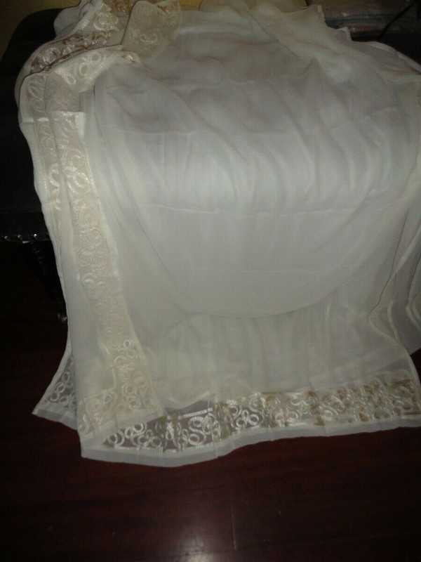 CROSCILL DISTINCTION EMBROIDERED SCROLL LINEN/CREAM (1) SCARF VALANCE 41X216 gallery