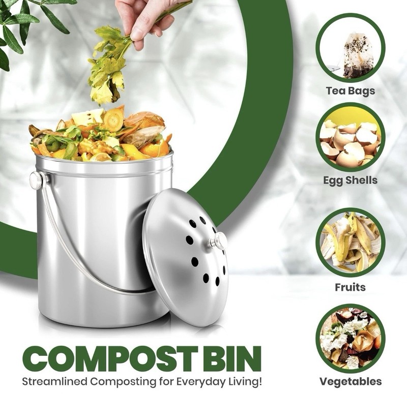BRAND NEW Utopia Kitchen Compost Bin for Kitchen Countertop - 1.3 Gallon Bucket gallery