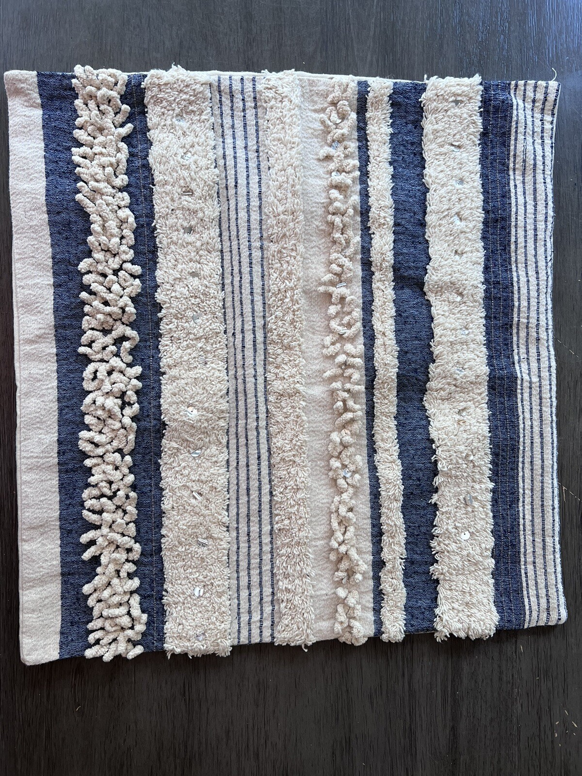 Surya Cotton/Polyester Pillow Cover Textured Blue White Denim Stripes 20x20 NWOT gallery