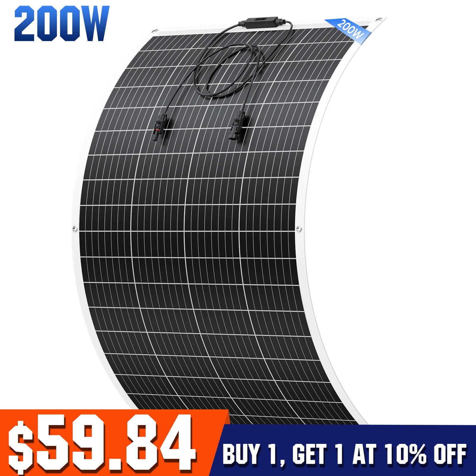 Flexible 200W Mono Solar Panel 12V Power Portable Camping Home RV Battery Charge gallery