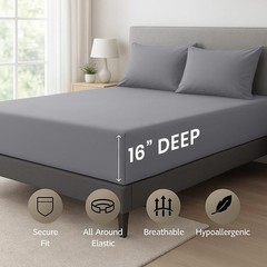 Microfiber Fitted Sheet Soft 16″ Deep Hotel Quality Mattress Covers King Size