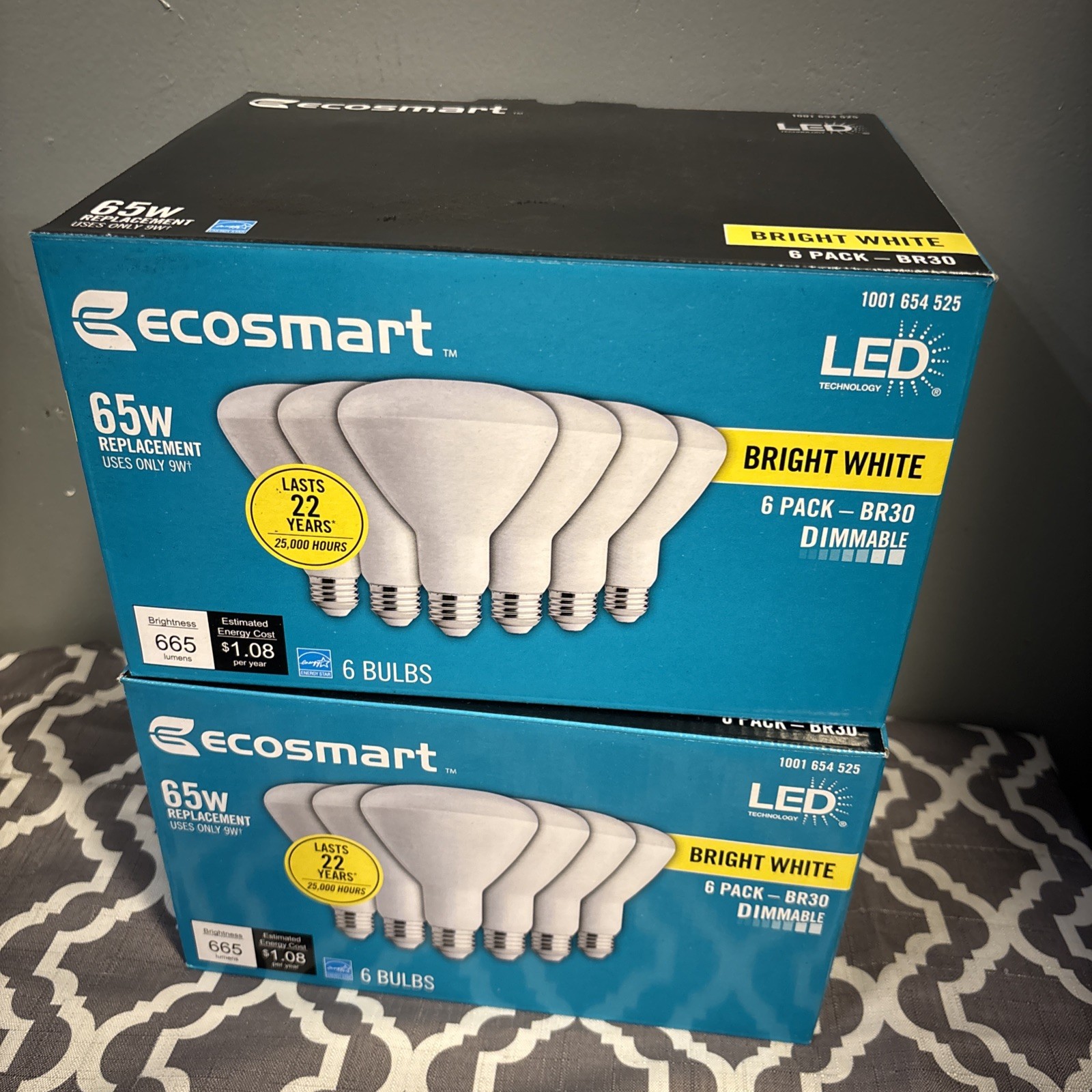 EcoSmart 65-Watt Equivalent BR30 Dimmable LED Light Bulbs, Bright White Lot of 2 gallery
